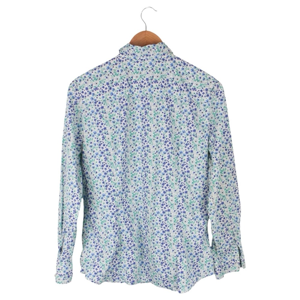 J.Crew Button Down Shirt Floral Blue Green Cotton Casual Men's Size Medium - Picture 4 of 4